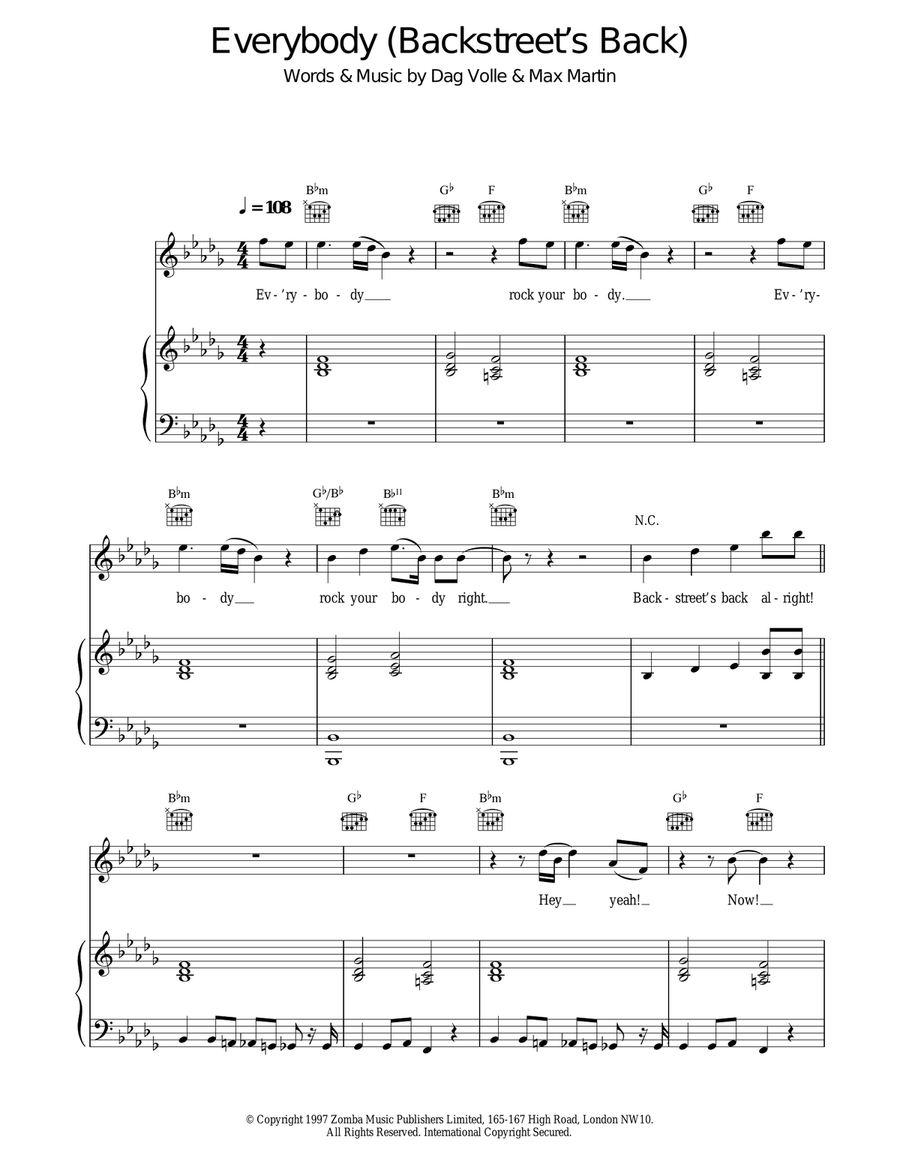 Everybody (Backstreet's Back) Acoustic Guitar scores gallery preview page 1