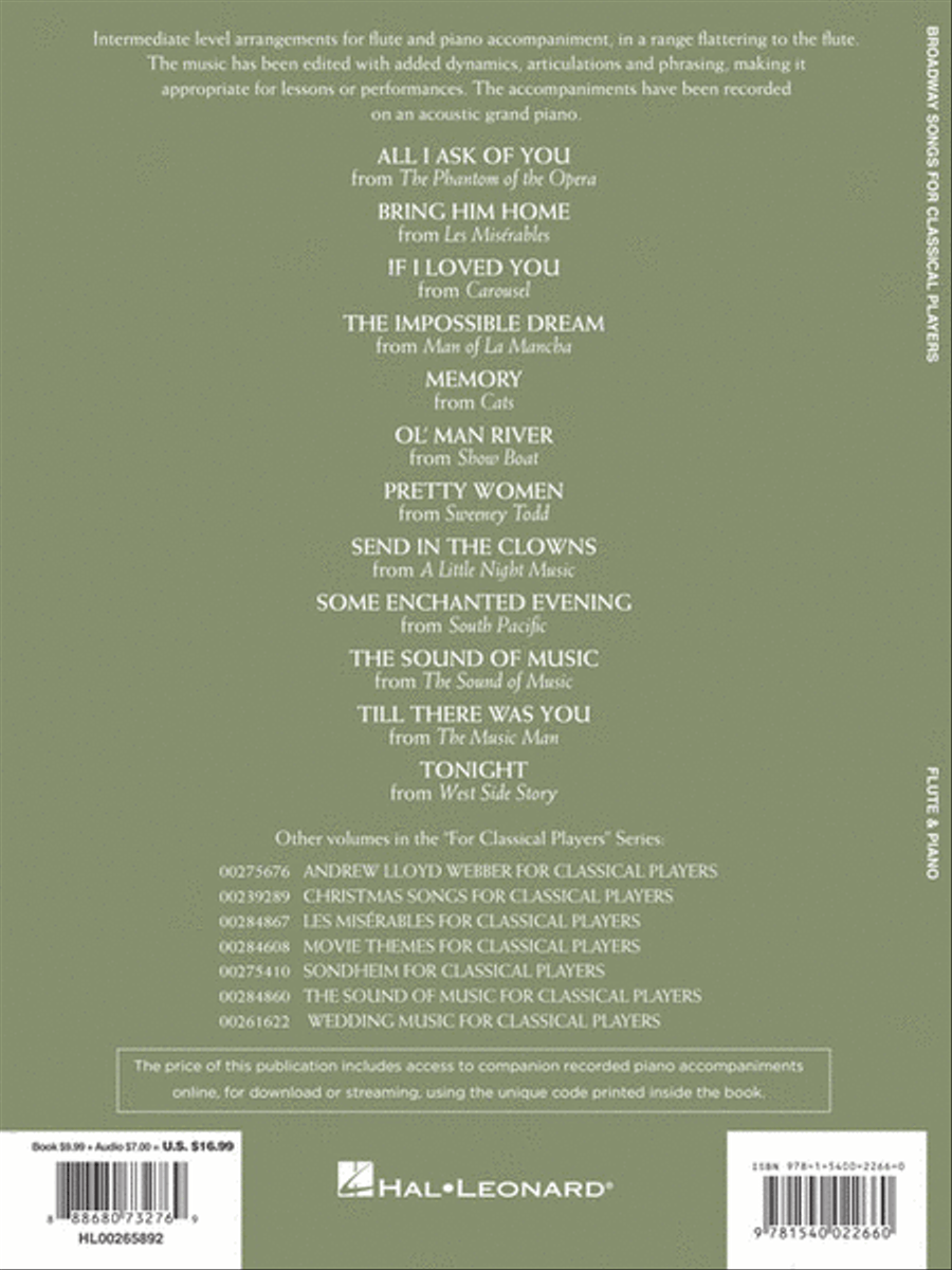 Broadway Songs for Classical Players – Flute and Piano Flute Solo scores gallery preview page 6