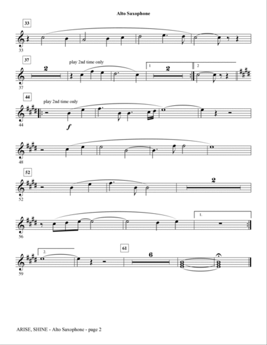 Arise, Shine (arr. Tom Fettke) - Alto Sax (sub. Horn) Choir scores gallery preview page 2