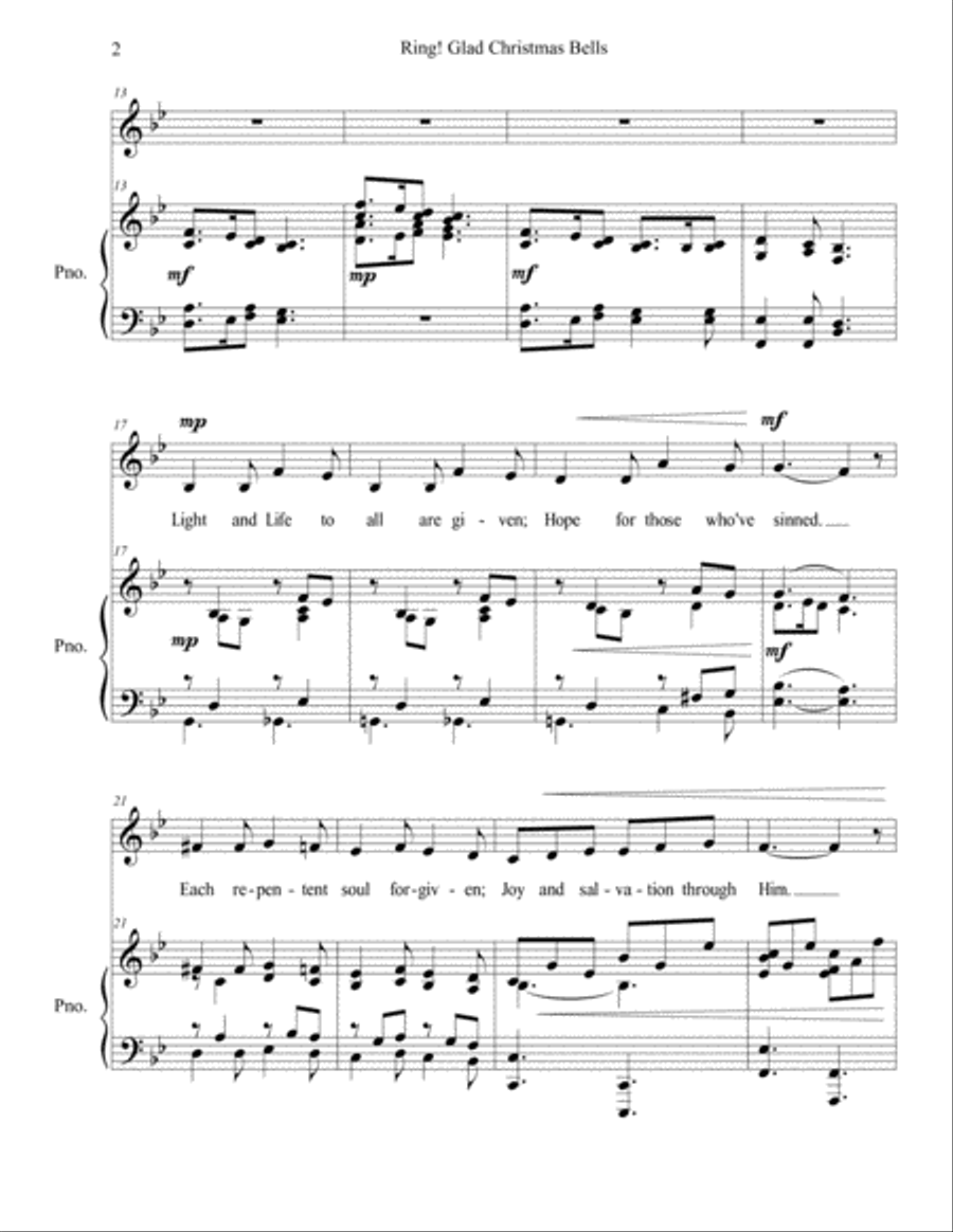 Ring Gad Christmas Bells, vocal solo low Medium Voice scores gallery preview page 3