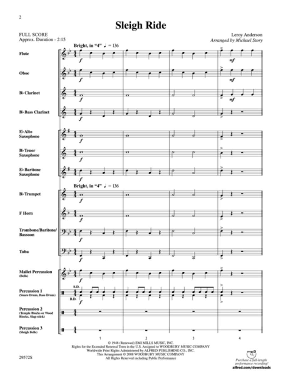 Sleigh Ride (score only) Concert Band scores gallery preview page 2