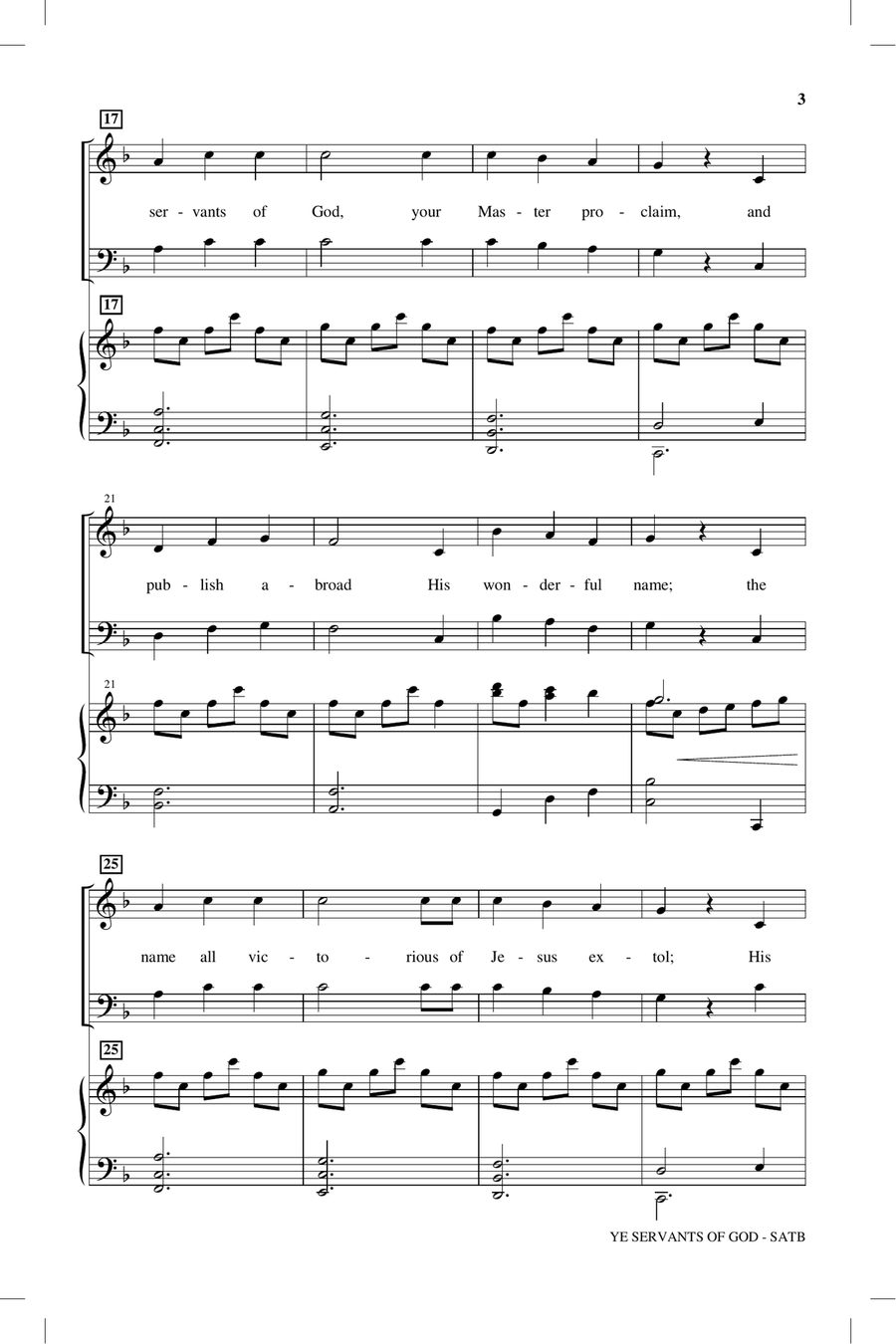 Ye Servants Of God Ye Servants Of God 4-Part scores gallery preview page 2