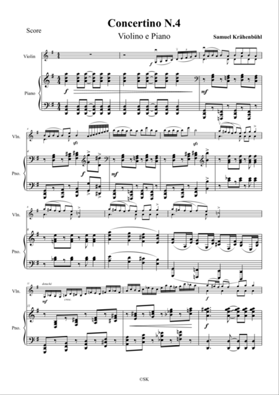 Violin Concertino N. 4 String Duet scores gallery preview page 1