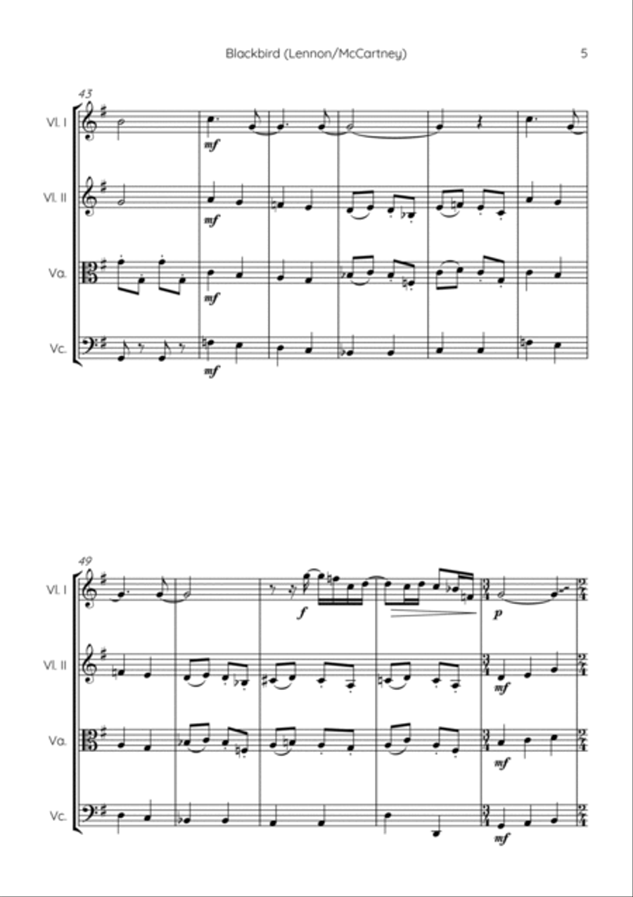Blackbird String Quartet scores gallery preview page 5
