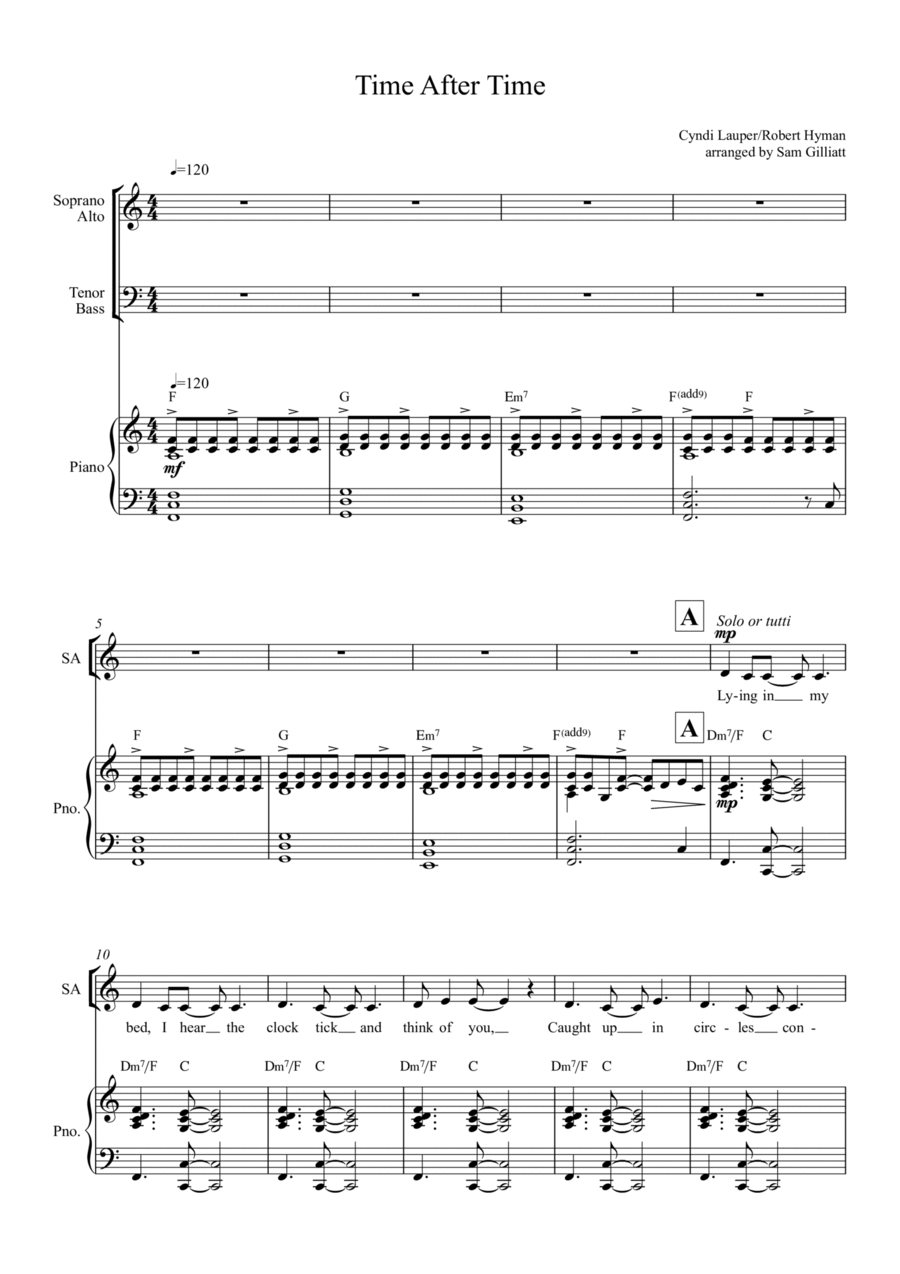 Time After Time 4-Part scores gallery preview page 1