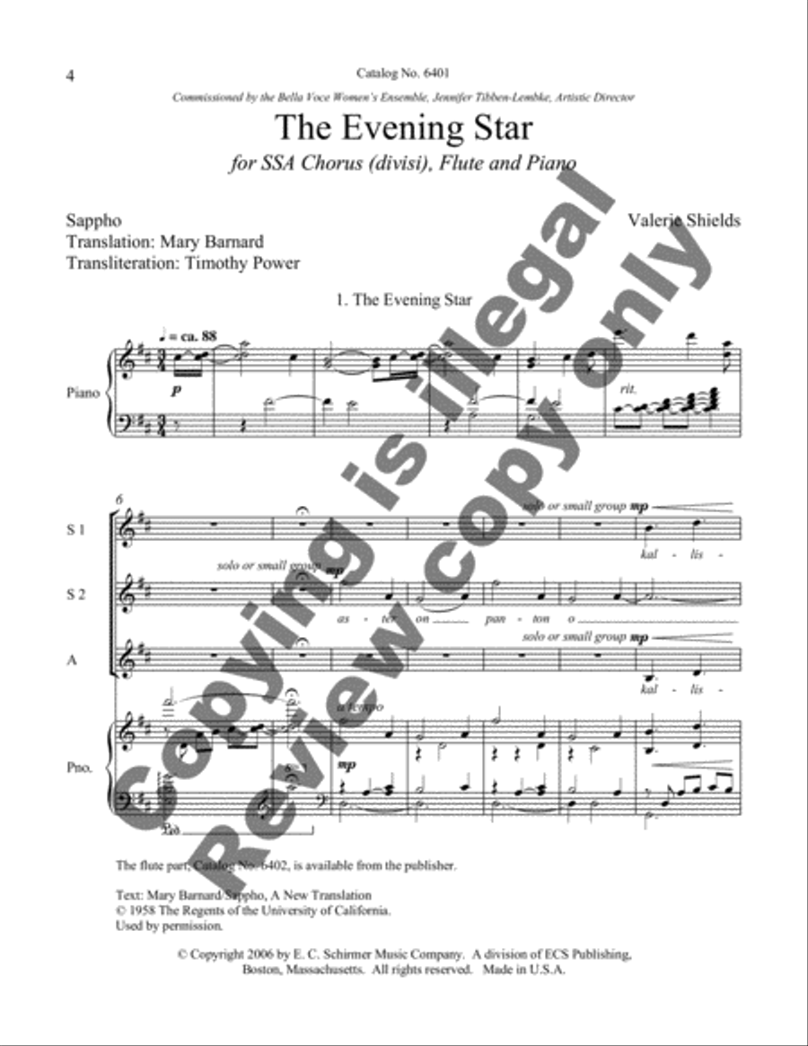 The Evening Star SSA scores gallery preview page 8