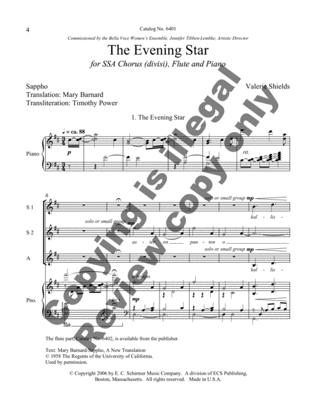 The Evening Star (Choral Score) image number null