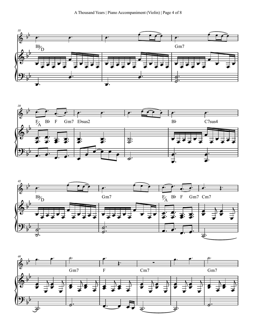 A Thousand Years Violin Solo scores gallery preview page 4