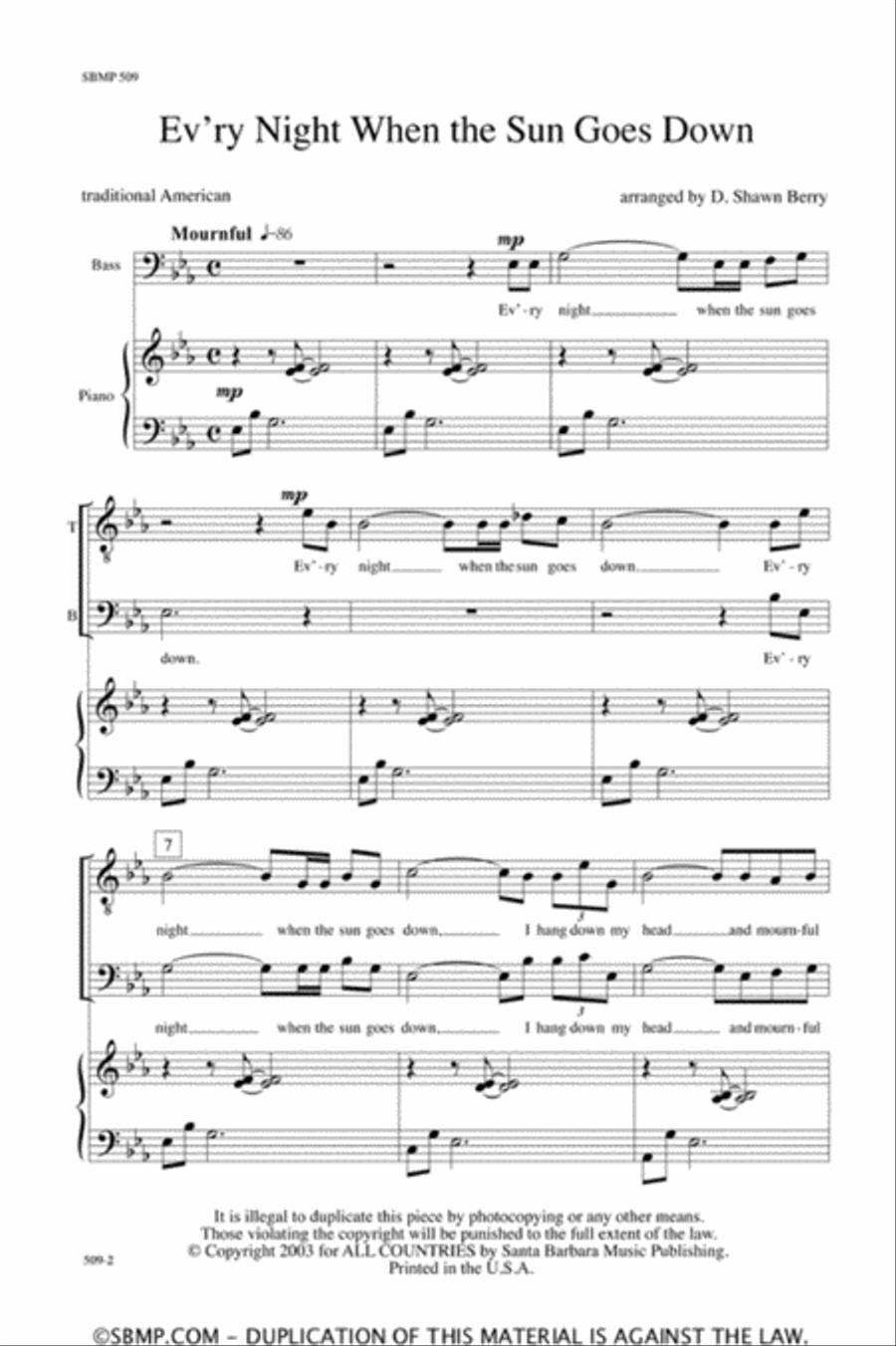 Ev'ry Night When the Sun Goes Down - TB Octavo TB scores gallery preview page 2