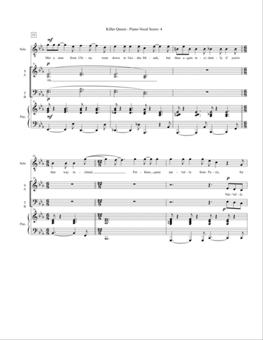 Killer Queen Killer Queen 4-Part scores gallery preview page 4