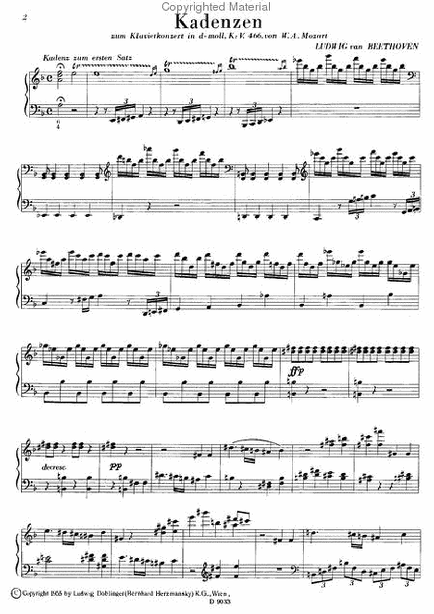 Kadenz zu Mozarts Klavierkonzert d-moll KV 466