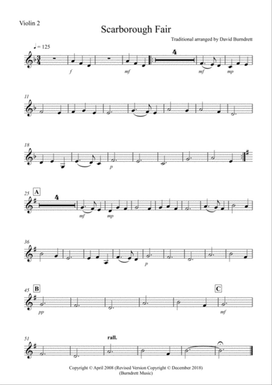 Scarborough Fair for String Quartet String Quartet scores gallery preview page 4
