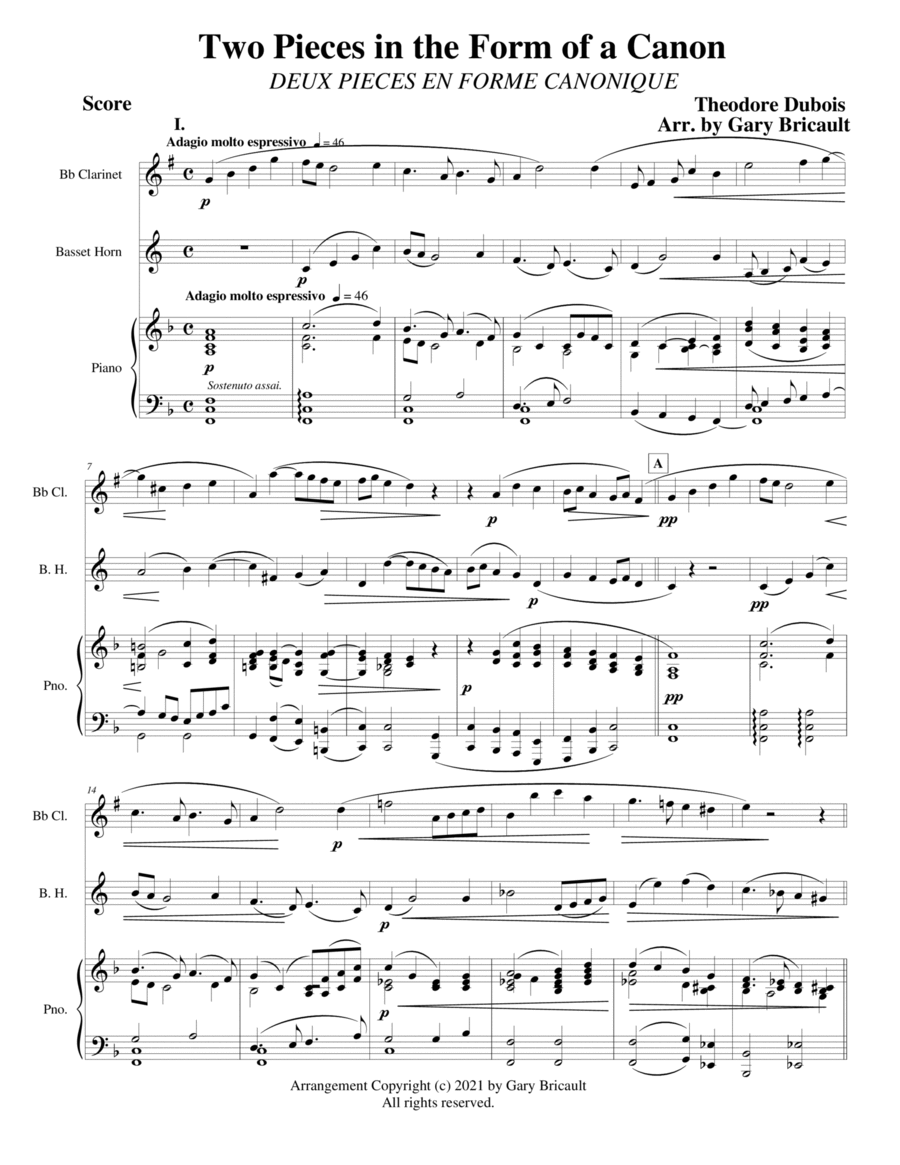 Two Pieces in the Form of a Canon Woodwind Duet scores gallery preview page 1