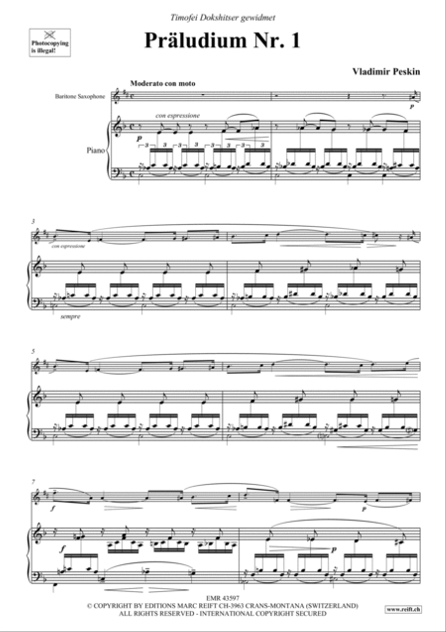 Praludium No. 1 Baritone Saxophone scores gallery preview page 3