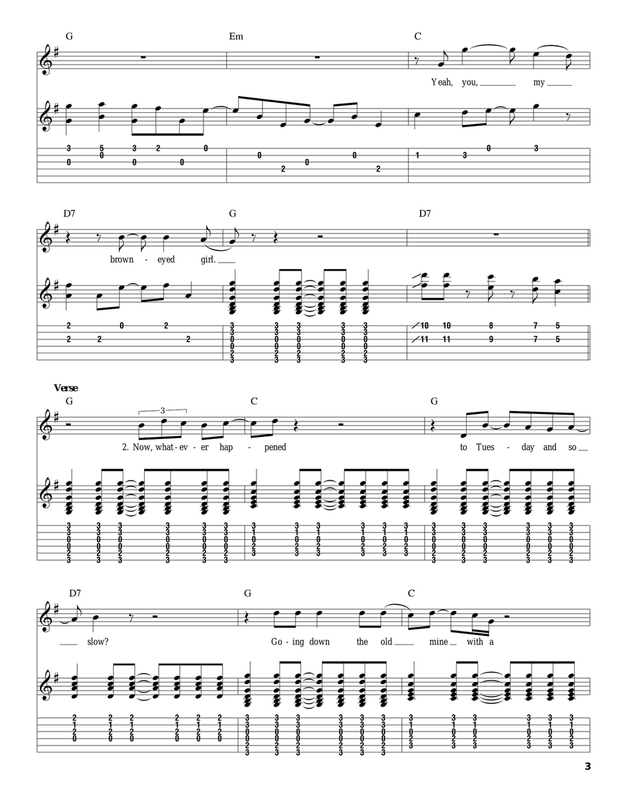 Brown Eyed Girl Acoustic Guitar scores gallery preview page 3