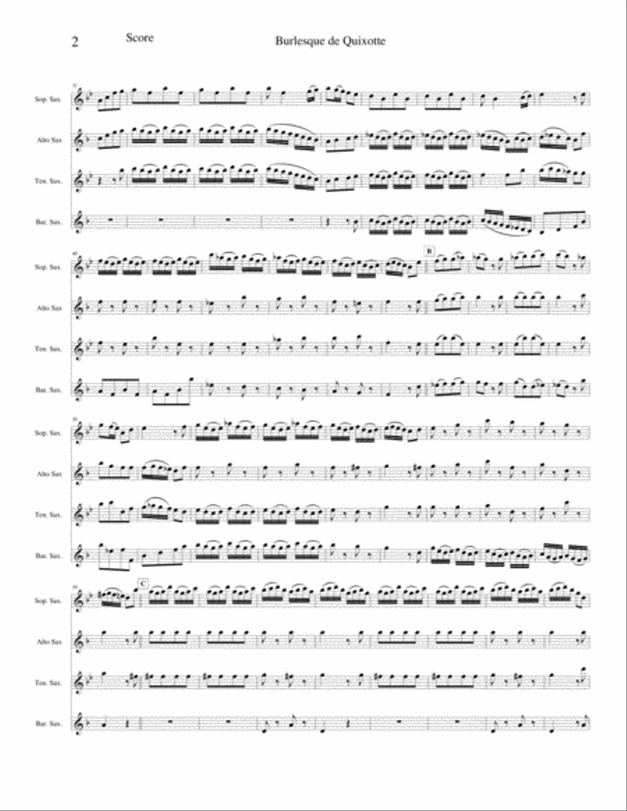 Burlesque de Quixotte (Don Quixotte Suite) Saxophone Quartet scores gallery preview page 2