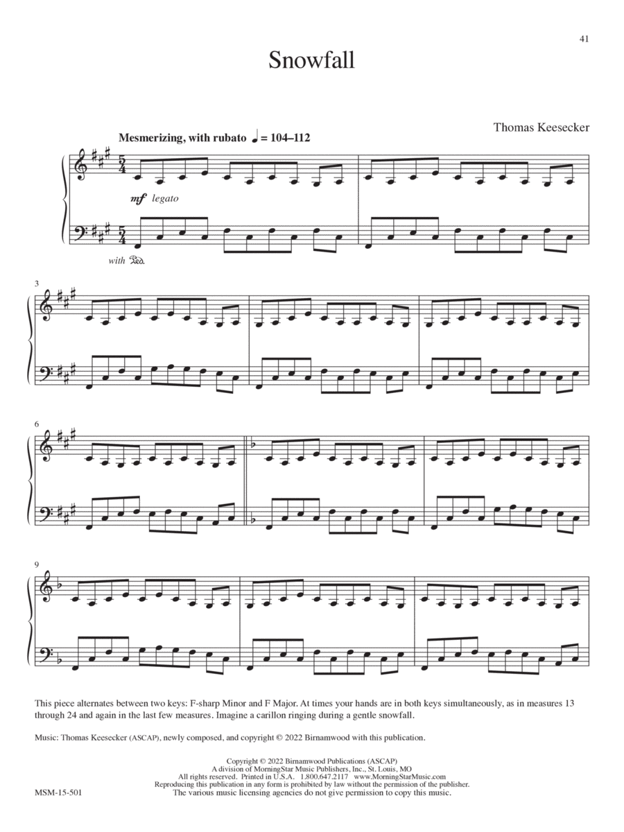 Snowfall Piano Solo scores gallery preview page 1