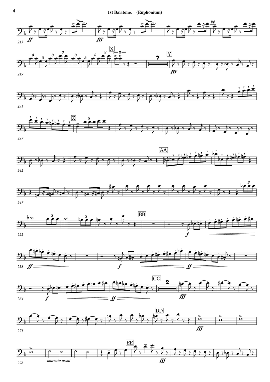 Symphony No.6 Pathetique Movement III [Parts] 1st,2nd Baritone(Euphonium) Marching Band scores gallery preview page 4