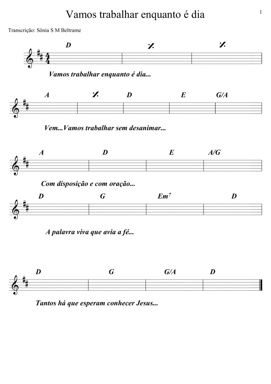 Vamos trabalhar enquanto é dia Piano Solo scores gallery preview page 1