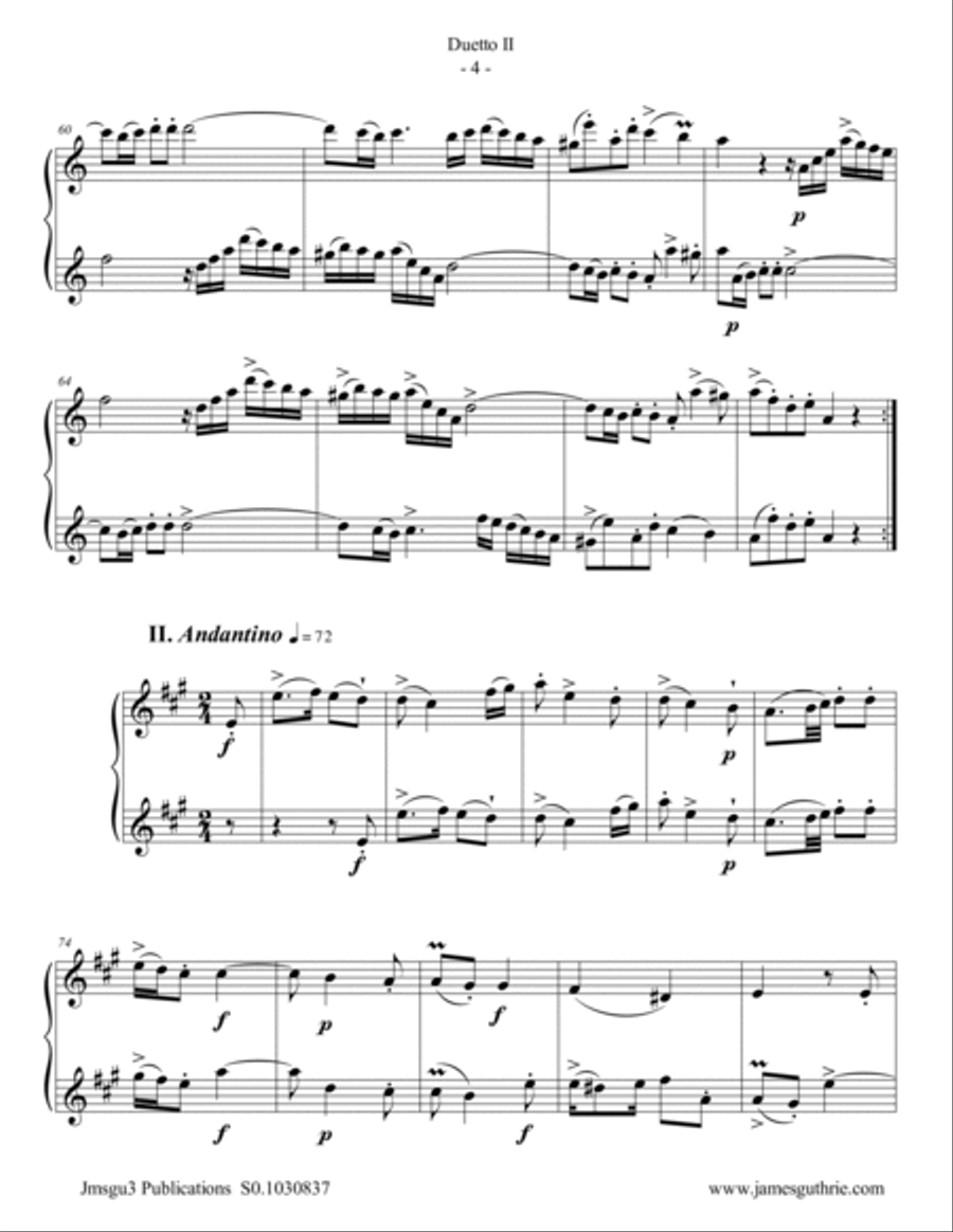 Quantz: Duetto Op. 2 No. 2 for Flute Duo Flute Duet scores gallery preview page 4