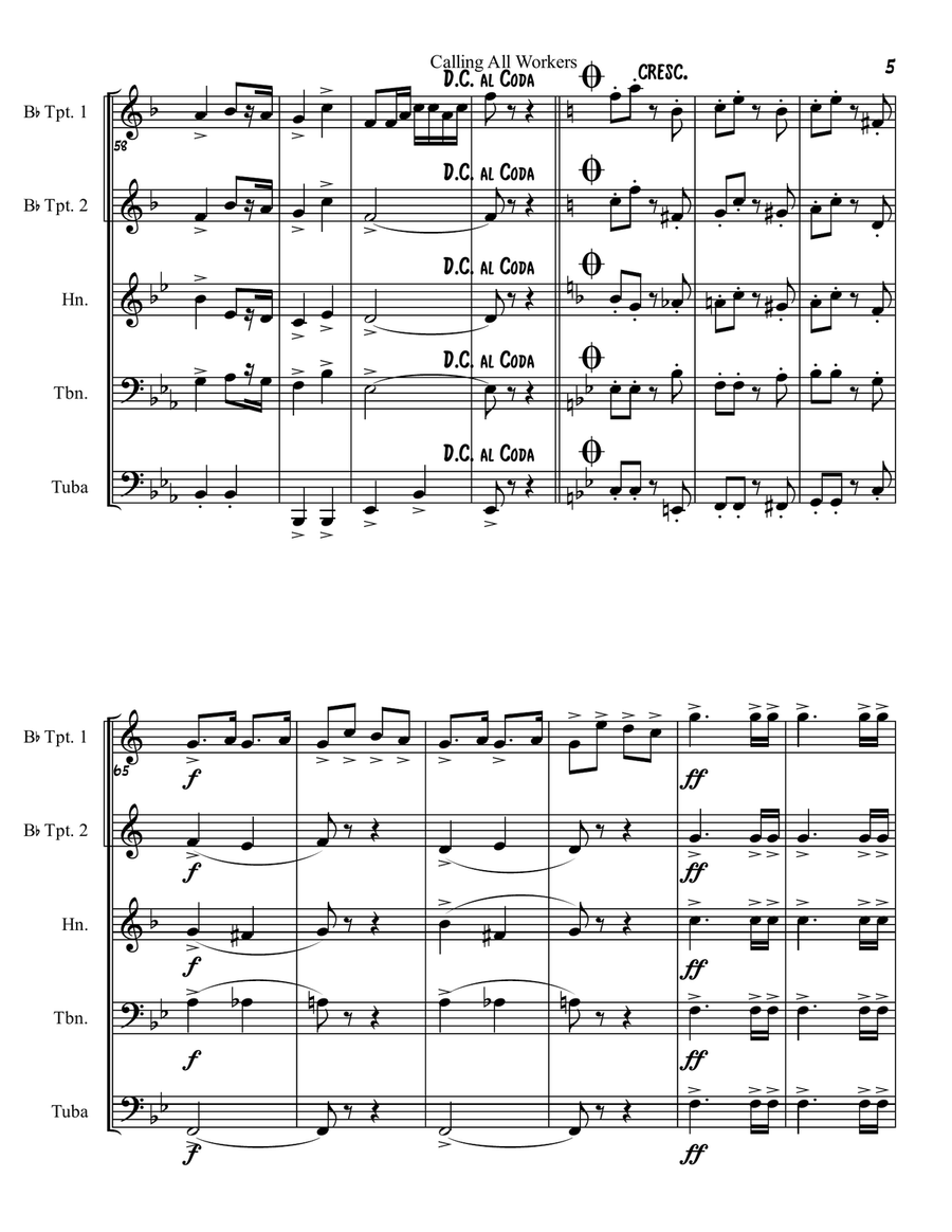 Calling All Workers Calling All Workers Brass Ensemble scores gallery preview page 5