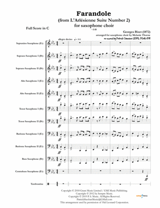 Farandole (from L’Arlesienne Suite Number 2) (for saxophone choir) (full score & set of parts)
