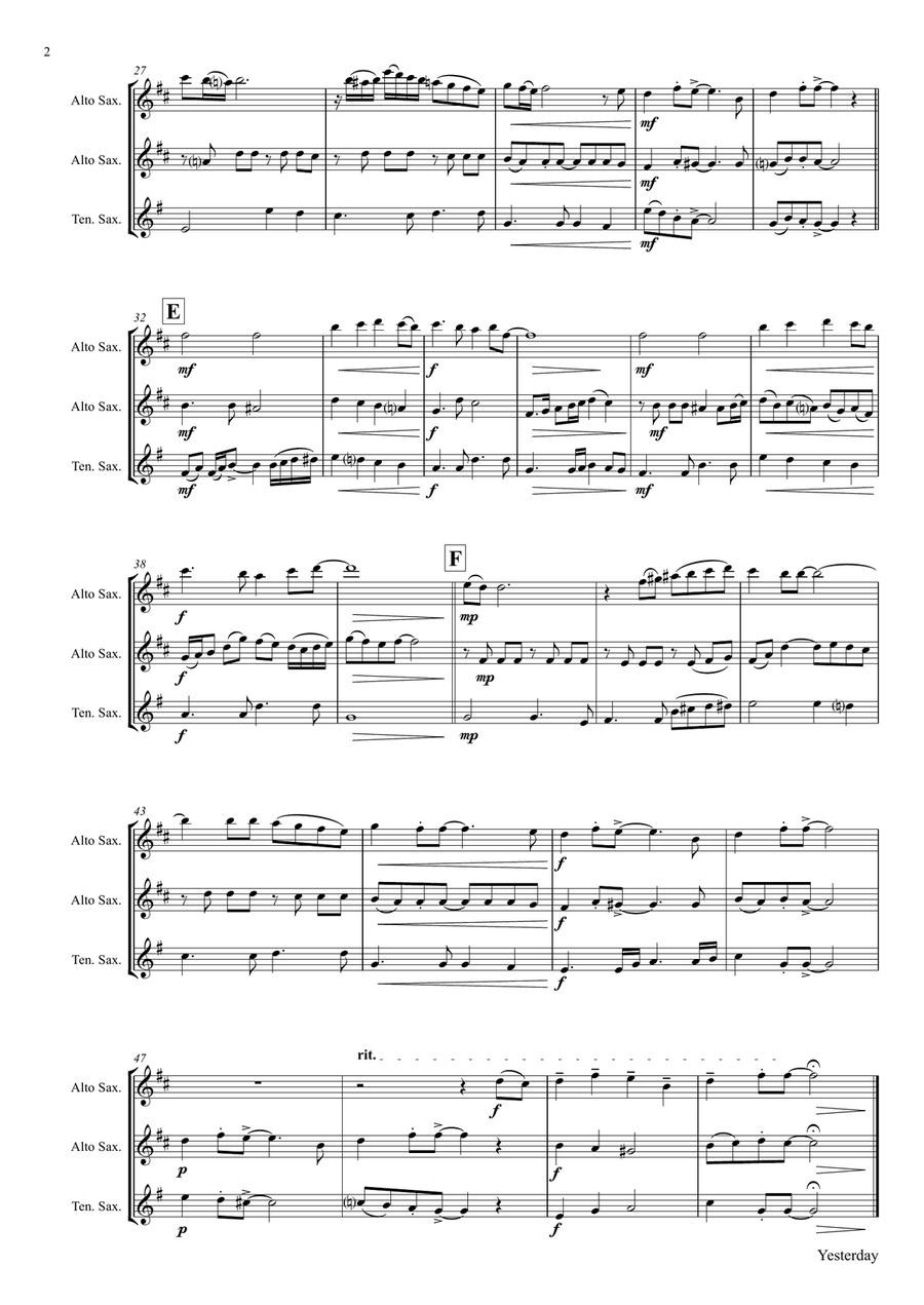 Yesterday Woodwind Trio scores gallery preview page 2