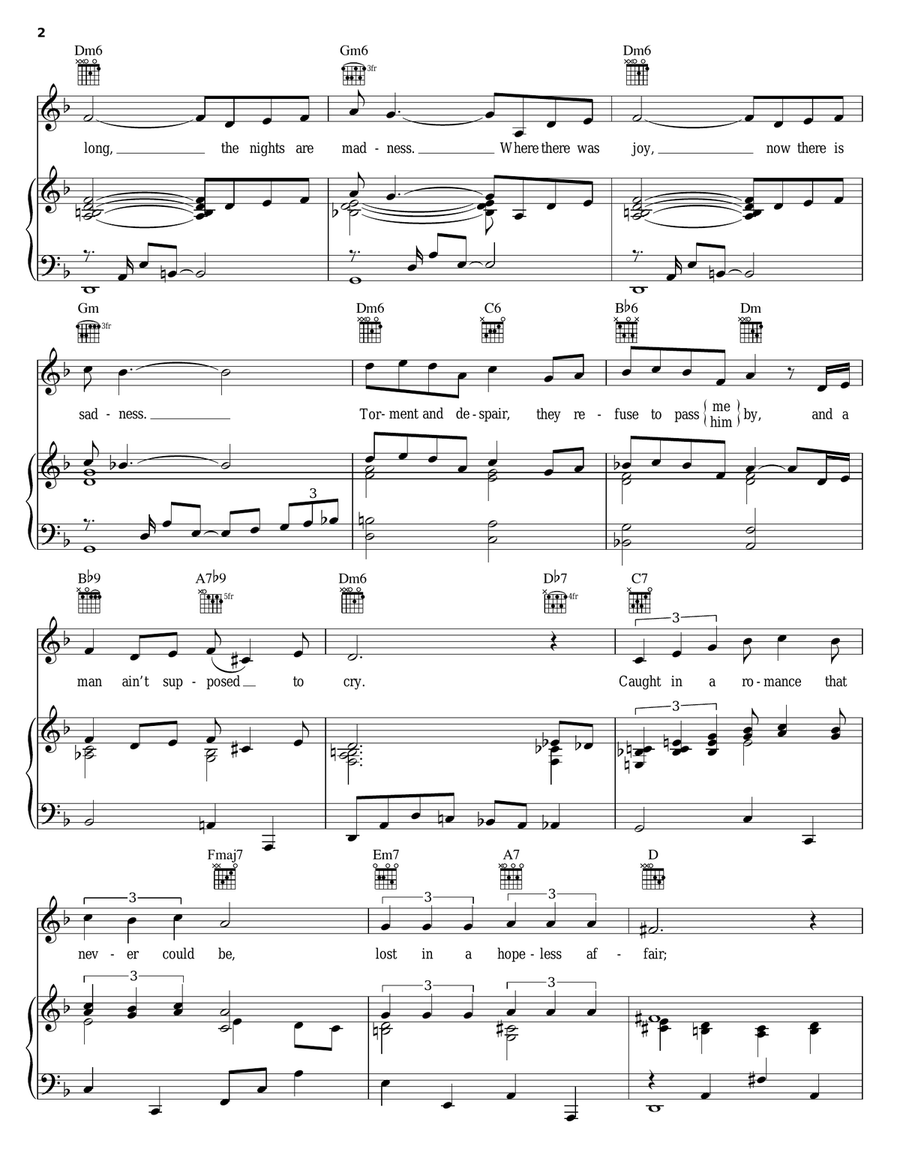 A Man Ain't Supposed To Cry Piano, Vocal, Guitar scores gallery preview page 2