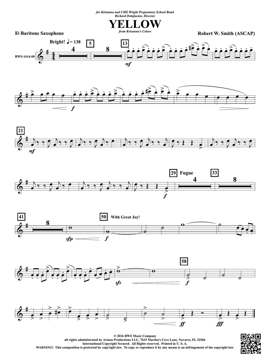Yellow: E-flat Baritone Saxophone