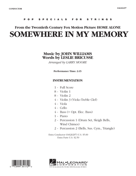 Somewhere In My Memory (from Home Alone) - Conductor Score (Full Score)