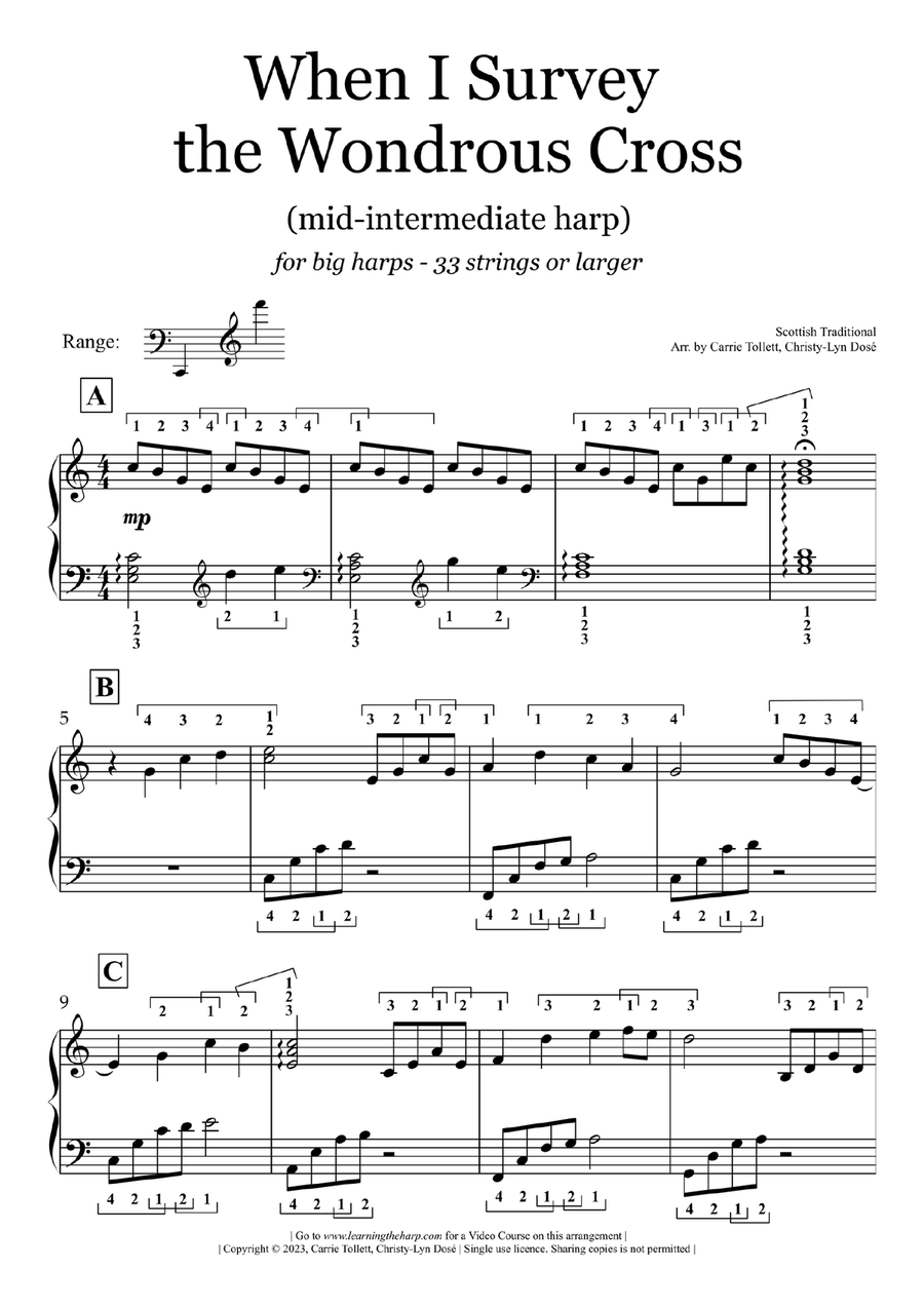 When I Survey The Wondrous Cross - Mid-Intermediate for Harps Celtic Harp scores gallery preview page 2