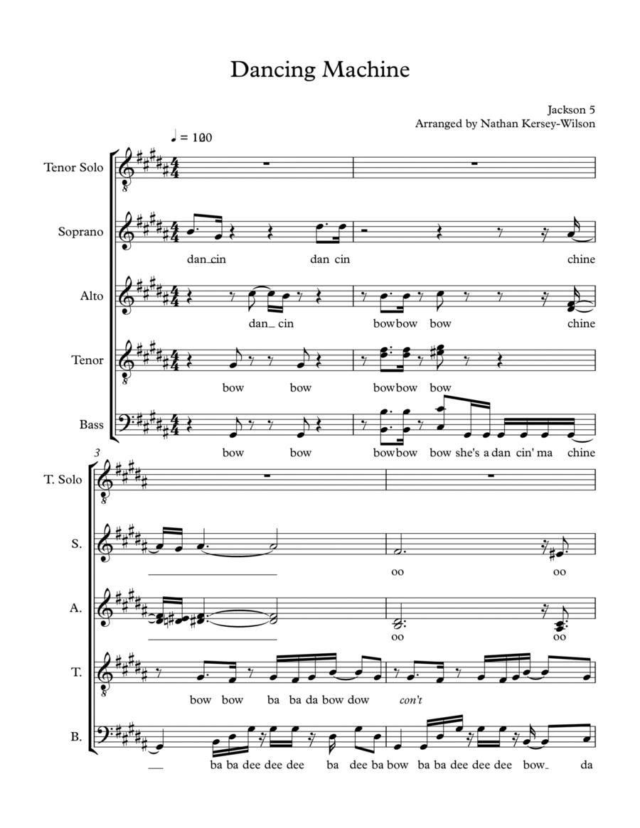 Dancing Machine 4-Part scores gallery preview page 1