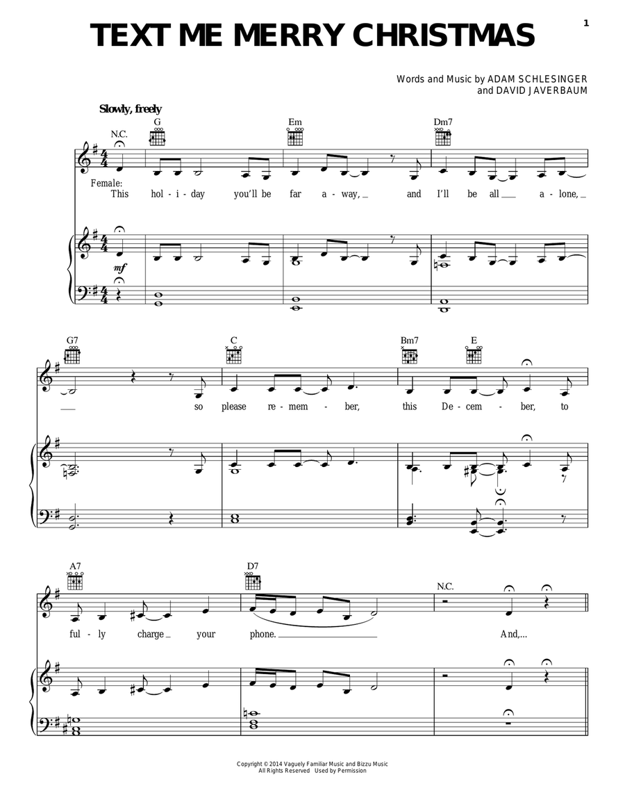 Text Me Merry Christmas Piano, Vocal, Guitar scores gallery preview page 1