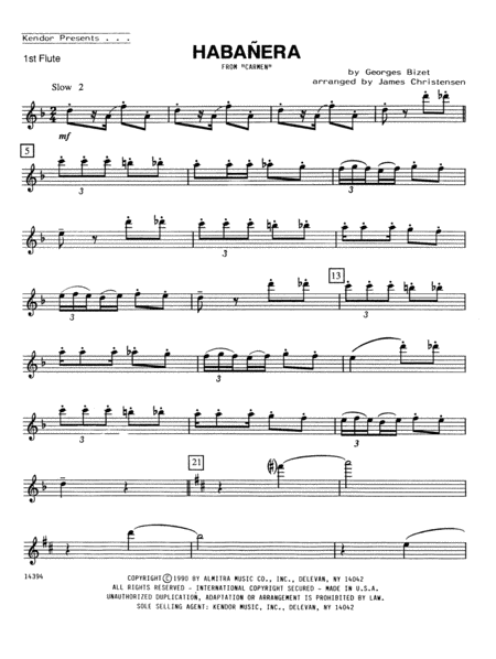 Habanera (from Carmen) - 1st Flute