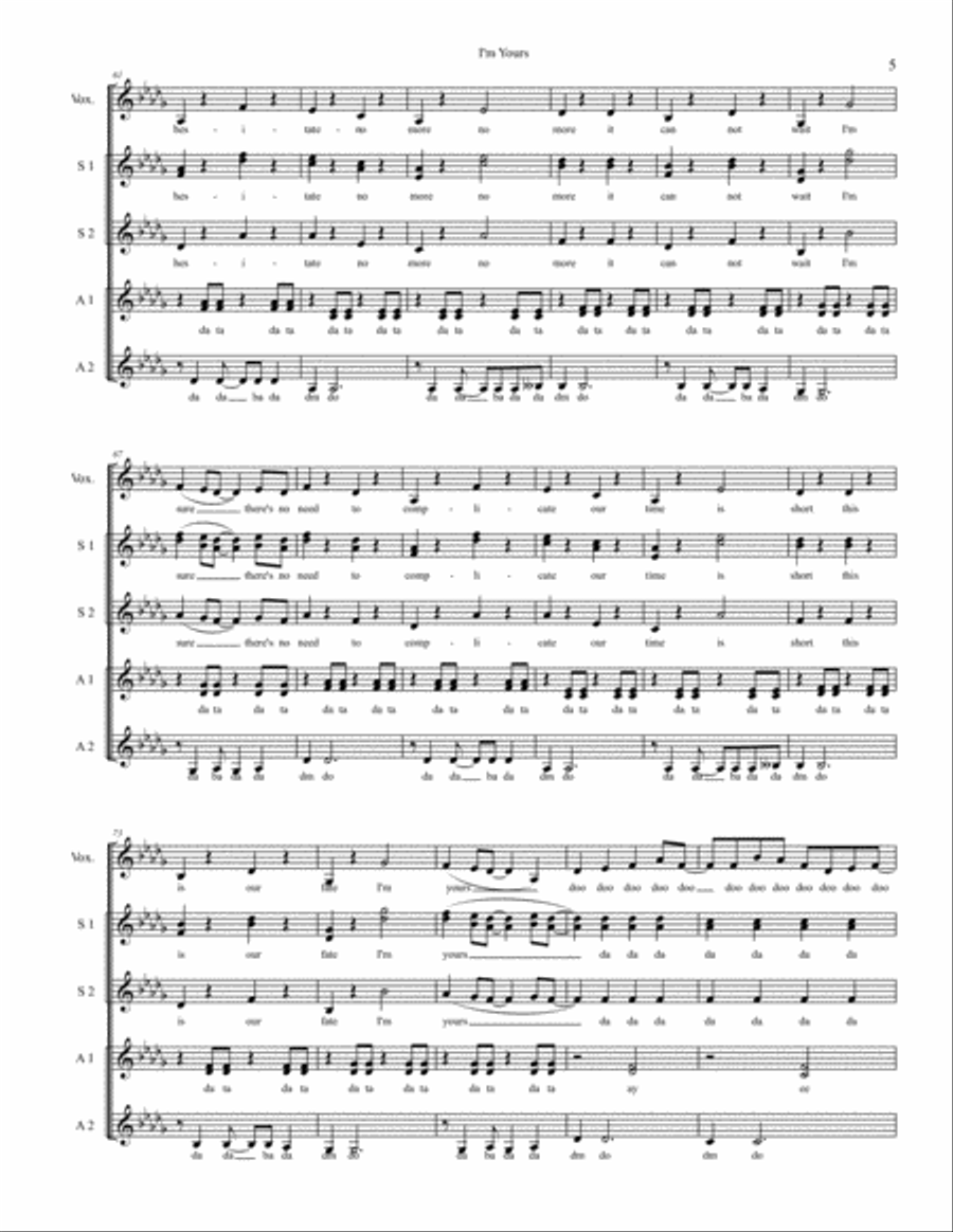 I'm Yours I'm Yours SSA scores gallery preview page 5