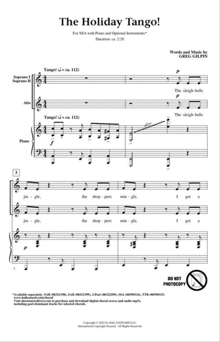 The Holiday Tango! The Holiday Tango! SSA scores gallery preview page 3