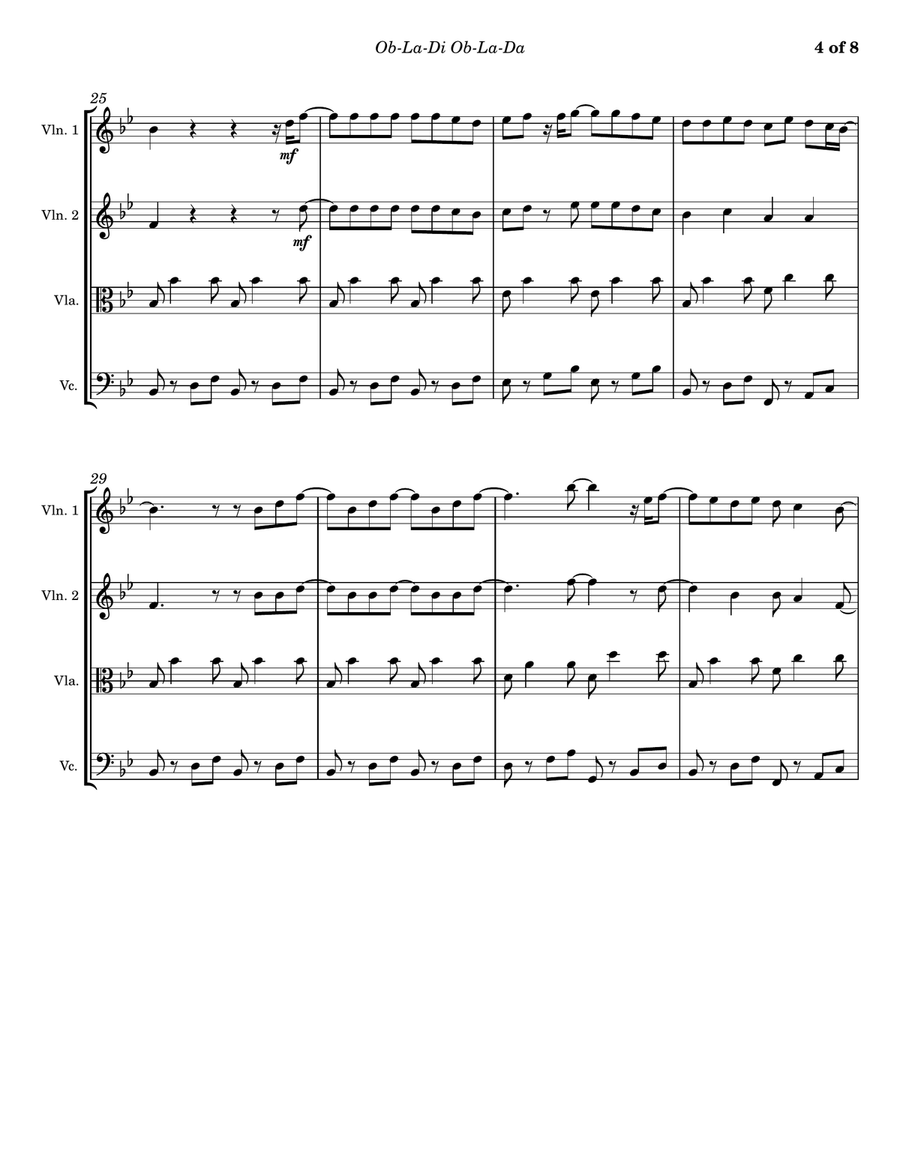 Ob-la-di, Ob-la-da String Quartet scores gallery preview page 4