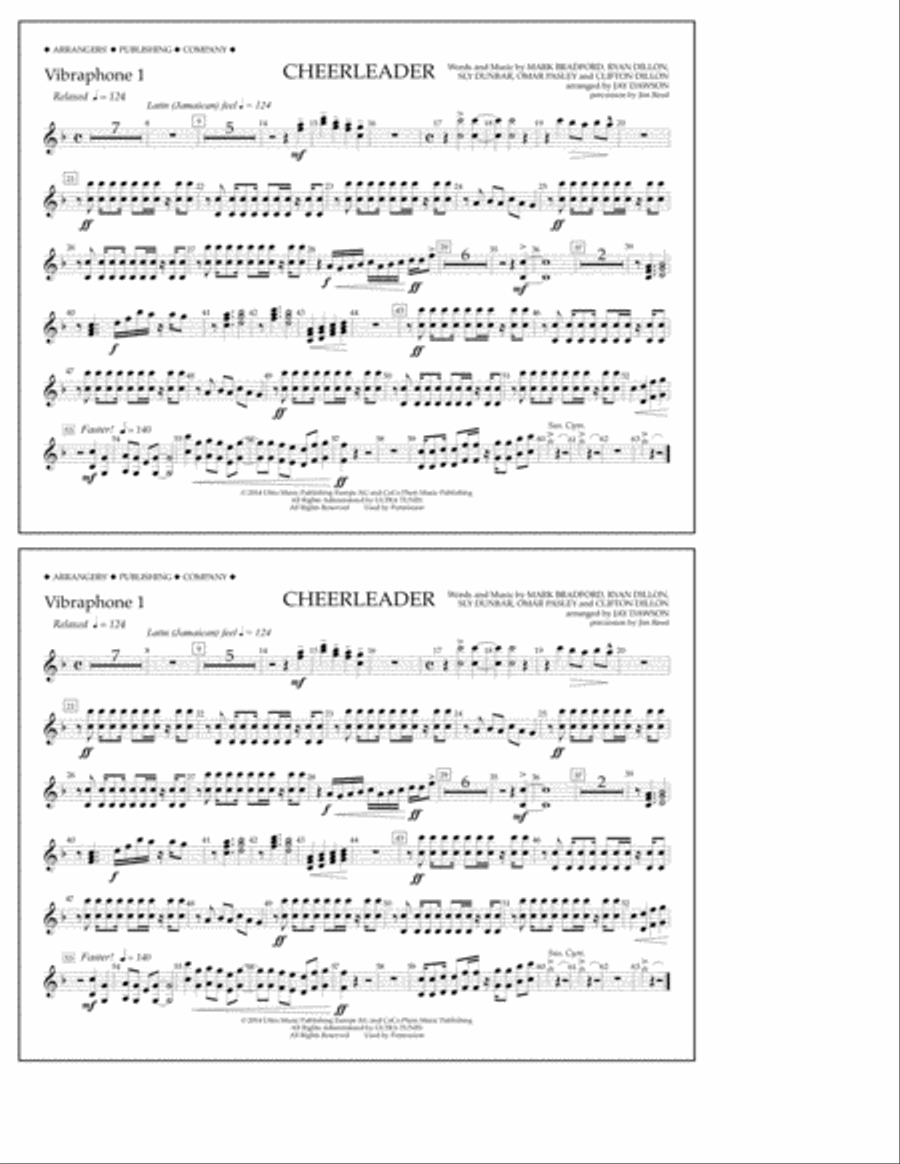 Cheerleader - Vibraphone 1 A Cappella scores gallery preview page 1