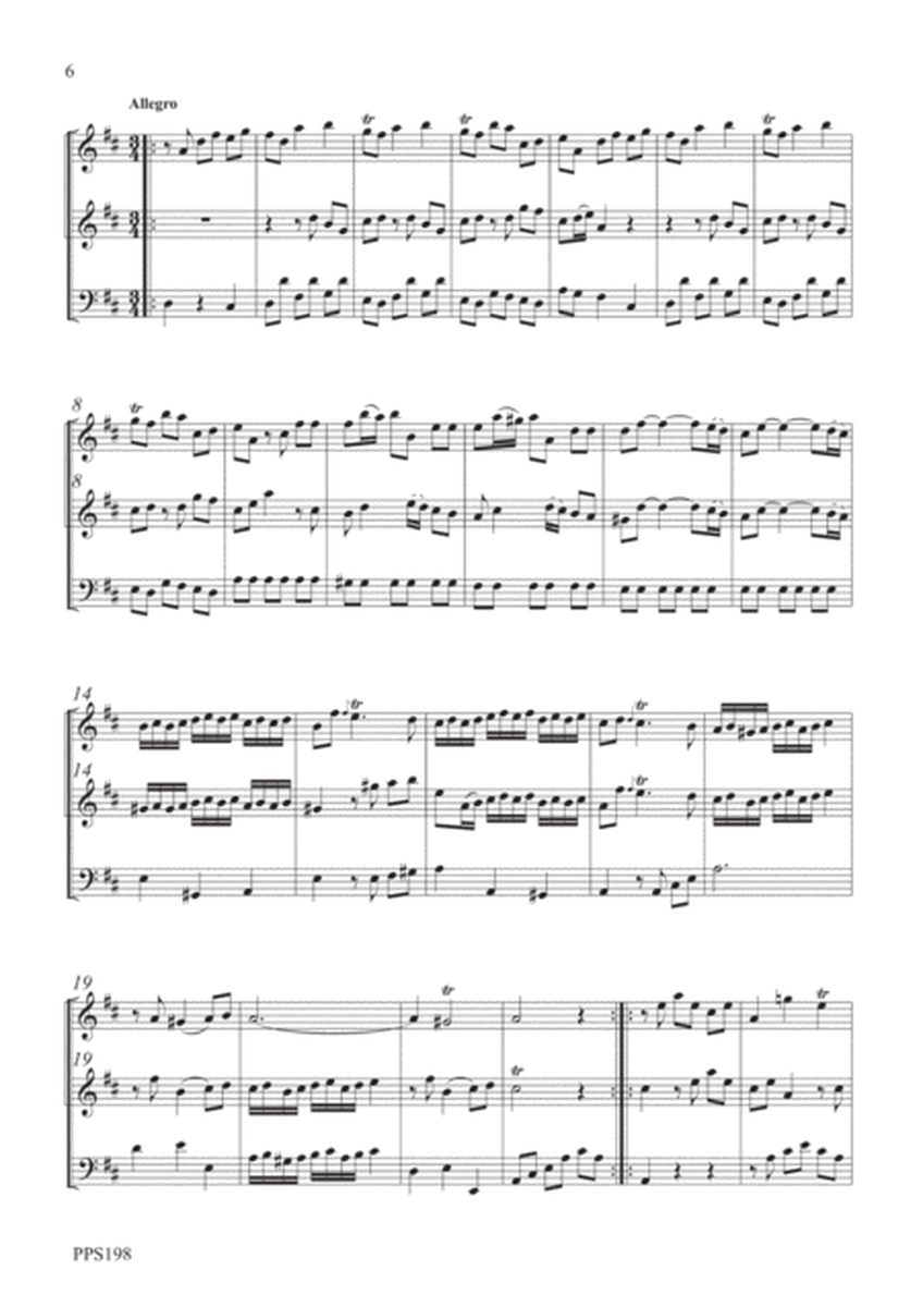 TELEMANN TRIO SONATA No. 1 in D MAJOR TWV 43:D2 for 2 flutes or violins & bassoon or cello