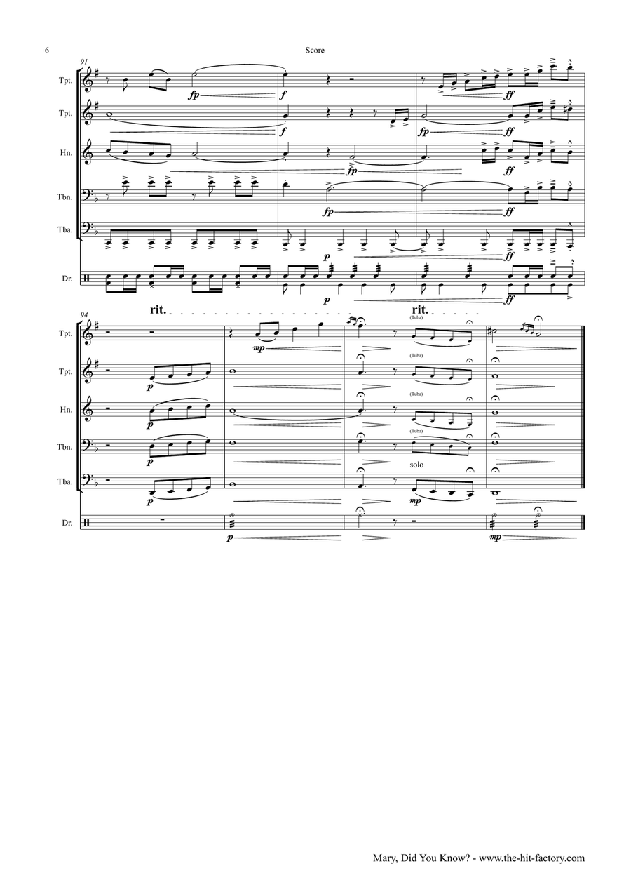 Mary, Did You Know? Brass Ensemble scores gallery preview page 6