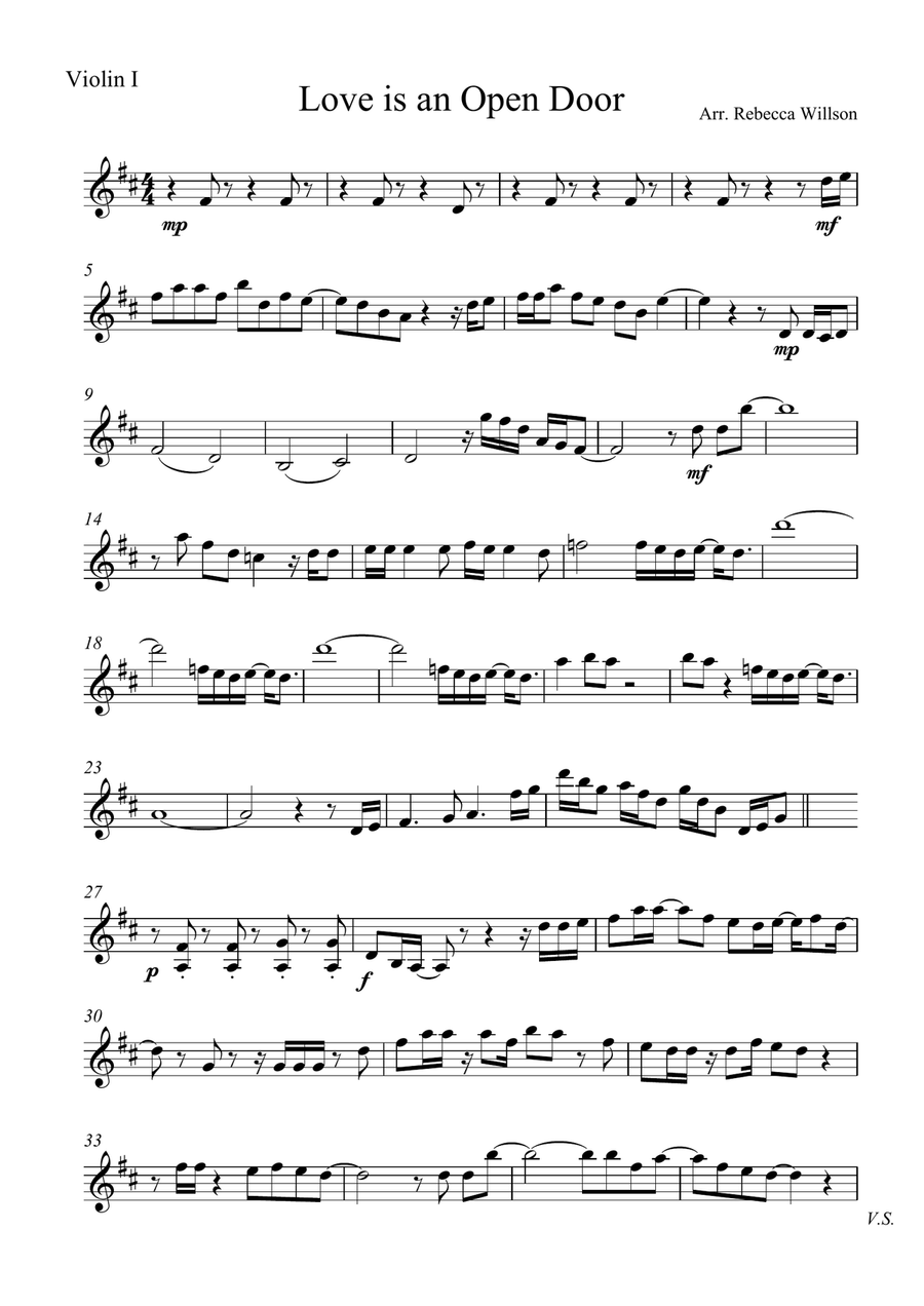 Love Is An Open Door String Quartet scores gallery preview page 5