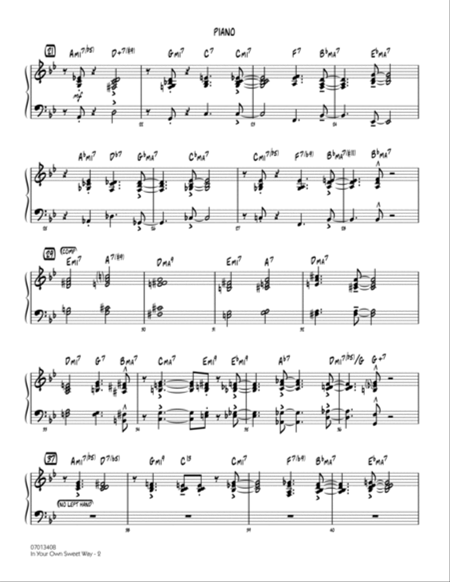 In Your Own Sweet Way (arr. John Wasson) - Piano Jazz Ensemble scores gallery preview page 2