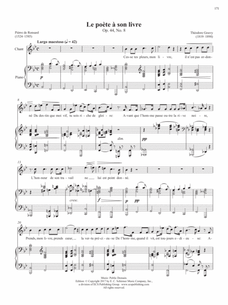 Op. 44, No. 8: Le poète à son livre from Songs of Gouvy, V1 (Downloadable)