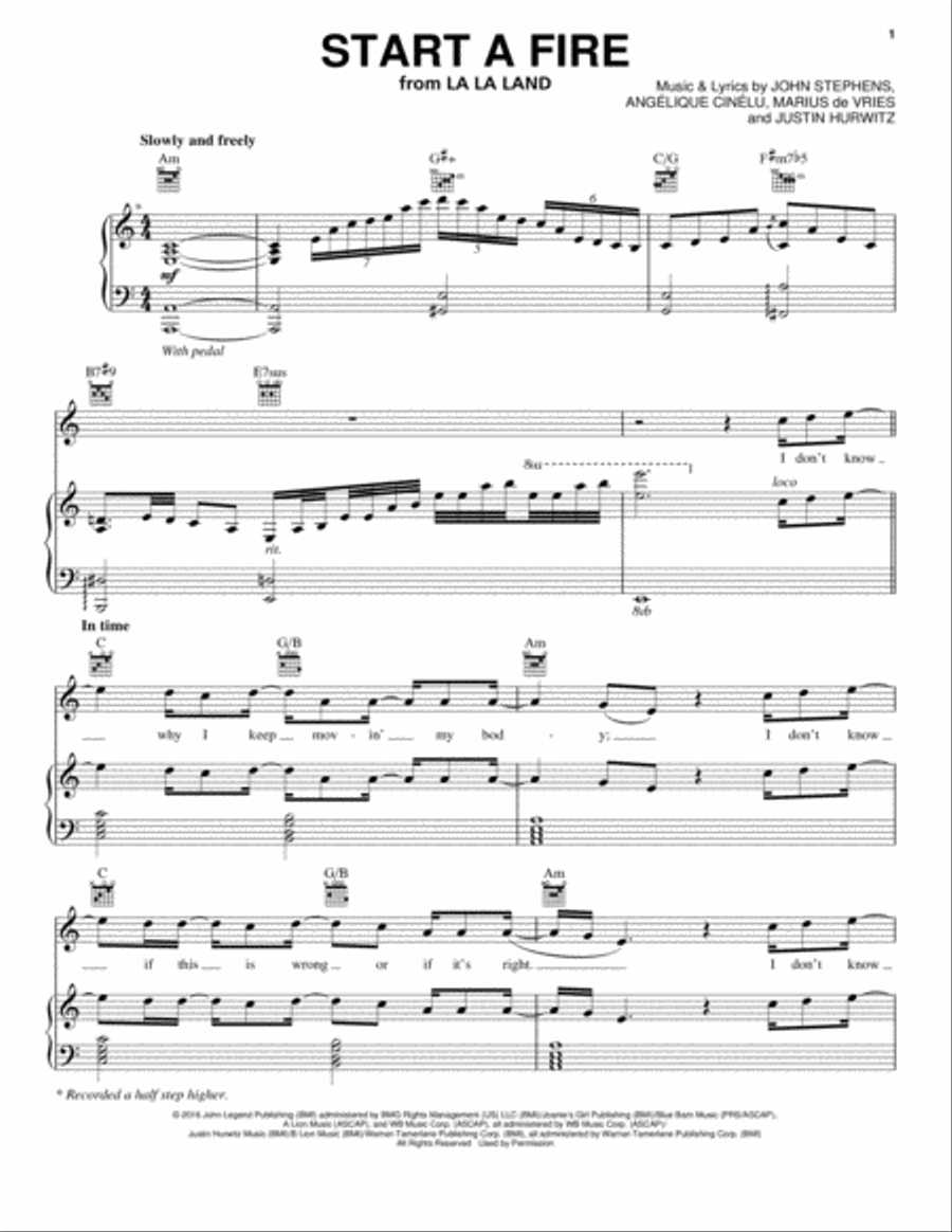 Start A Fire Easy Piano scores gallery preview page 1