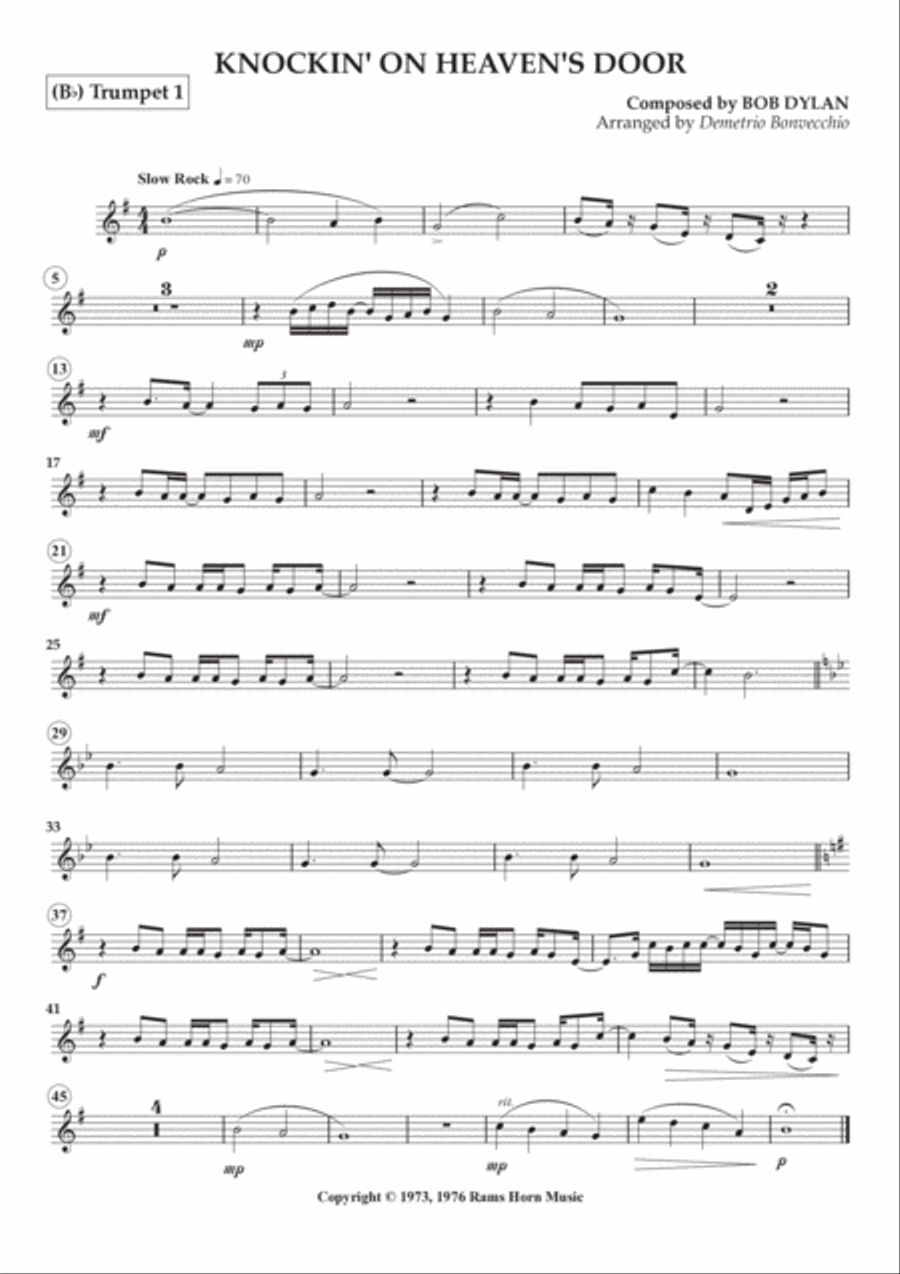 Knockin' On Heaven's Door Horn scores gallery preview page 6