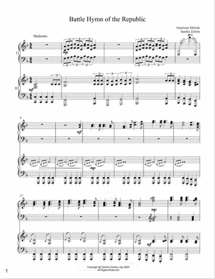 Sunday Worship For Two, Volume 1 (intermediate to late intermediate 2 piano duets) 2 Pianos, 4-Hands scores gallery preview page 4