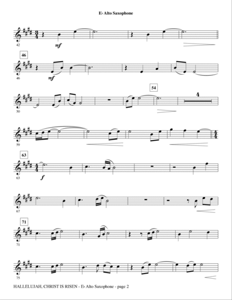 Hallelujah, Christ Is Risen - Alto Sax (sub. Horn) Choir scores gallery preview page 2