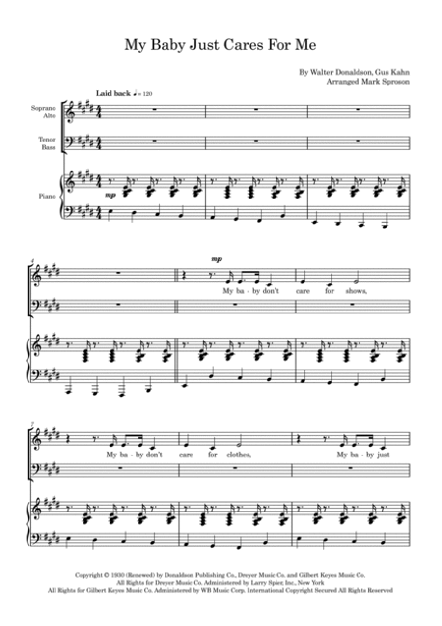 My Baby Just Cares For Me 4-Part scores gallery preview page 1