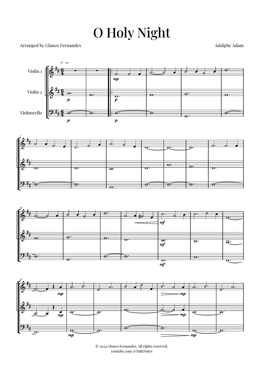 O Holy Night | Two Violins & Cello String Trio scores gallery preview page 1