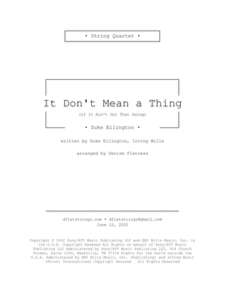 Book cover for It Don't Mean A Thing (if It Ain't Got That Swing)